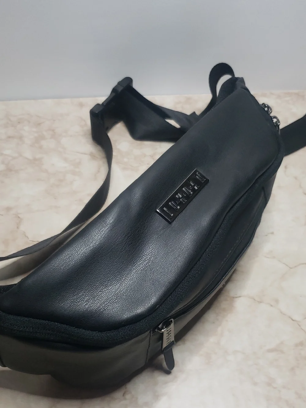 Jordan Black Faux Leather Crossbody Waist Bag Unisex